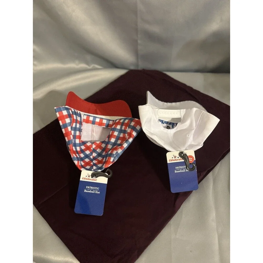 2 Celebrate America Ball Caps~Red, Whi & Blu, Adult Size&Born to Spark~Kids Size